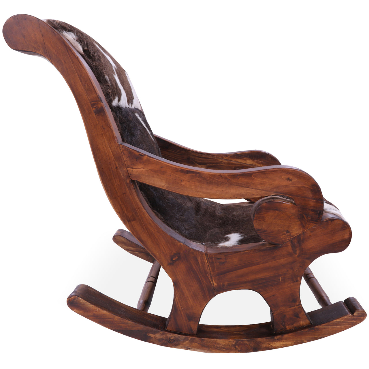 Hair-On Cowhide Wooden Handcrafted Rocking Chair