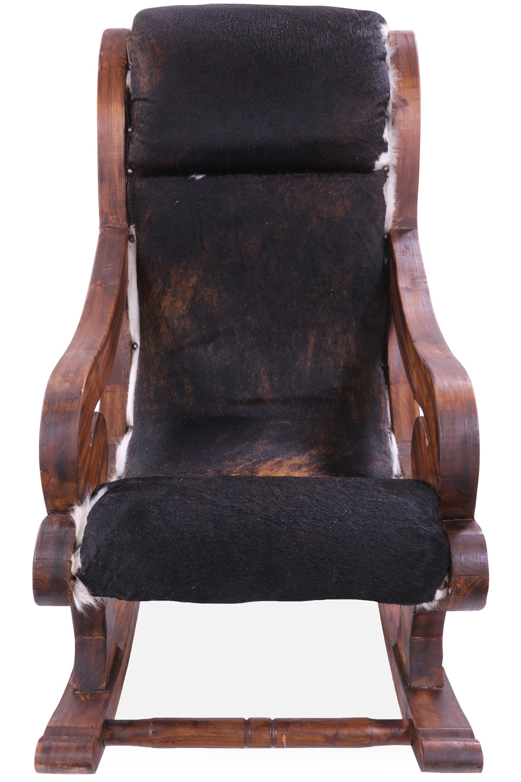 Hair-On Cowhide Wooden Handcrafted Rocking Chair