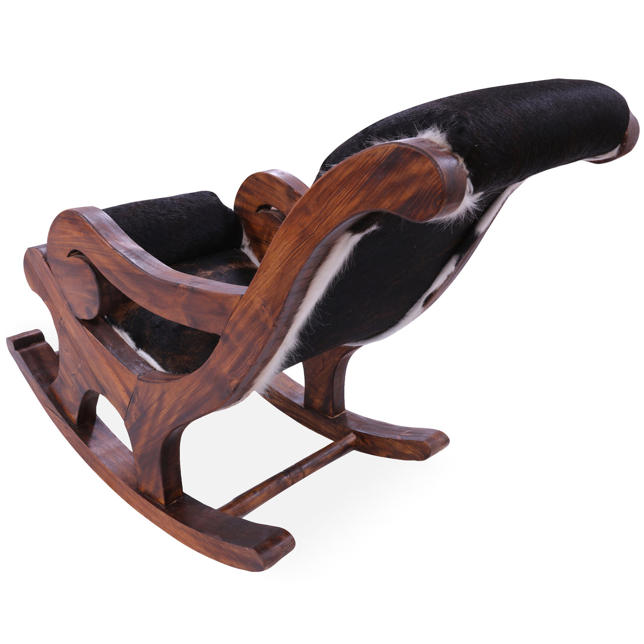 Hair-On Cowhide Wooden Handcrafted Rocking Chair