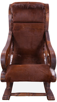 Thumbnail for Hair-On Cowhide Wooden Handcrafted Rocking Chair