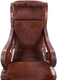 Thumbnail for Hair-On Cowhide Wooden Handcrafted Rocking Chair