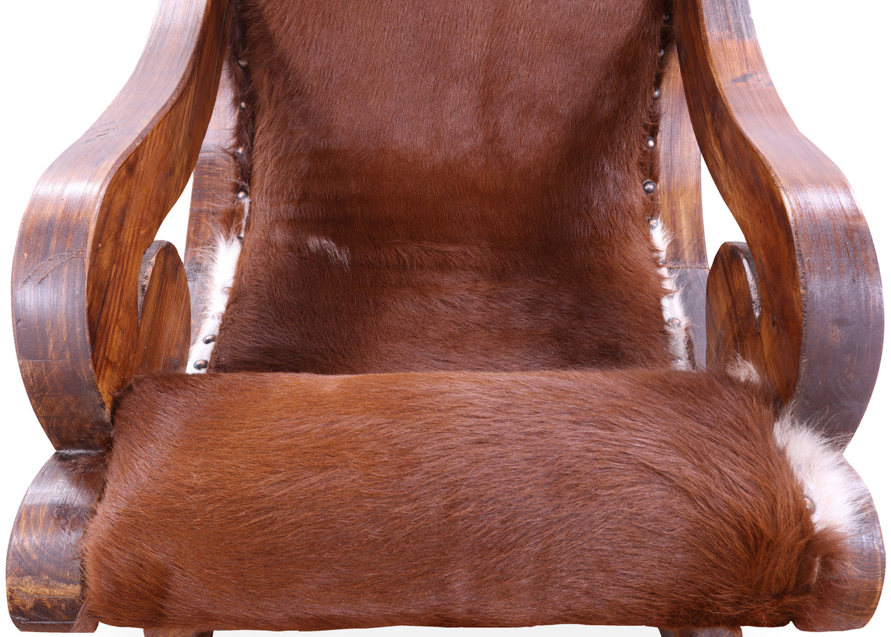 Hair-On Cowhide Wooden Handcrafted Rocking Chair