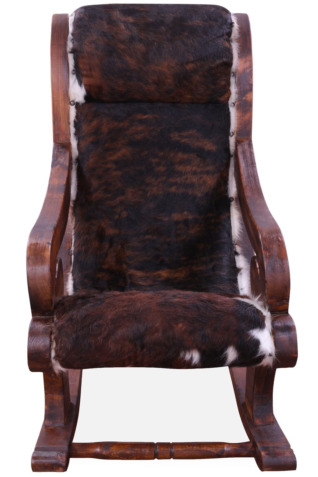 Hair-On Cowhide Wooden Handcrafted Rocking Chair