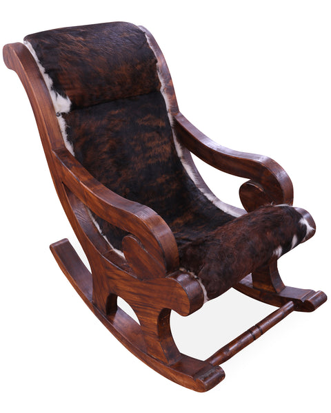 Hair-On Cowhide Wooden Handcrafted Rocking Chair
