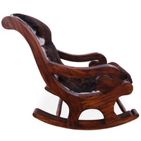 Thumbnail for Hair-On Cowhide Wooden Handcrafted Rocking Chair