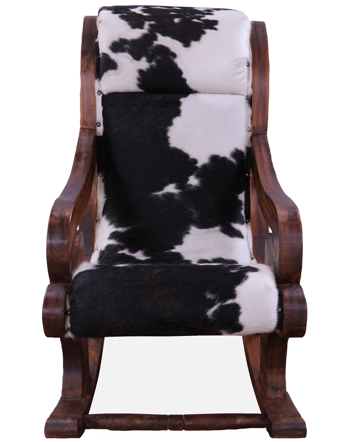 Hair-On Cowhide Wooden Handcrafted Rocking Chair