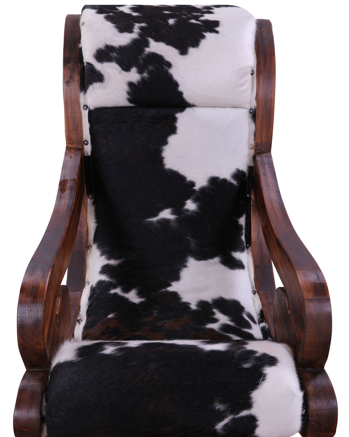 Hair-On Cowhide Wooden Handcrafted Rocking Chair
