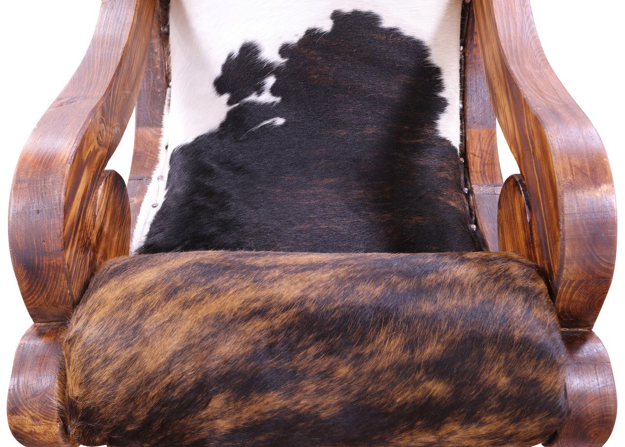 Hair-On Cowhide Wooden Handcrafted Rocking Chair