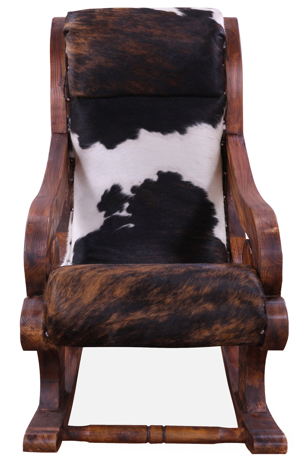 Hair-On Cowhide Wooden Handcrafted Rocking Chair