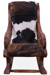 Thumbnail for Hair-On Cowhide Wooden Handcrafted Rocking Chair