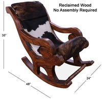 Thumbnail for Hair-On Cowhide Wooden Handcrafted Rocking Chair