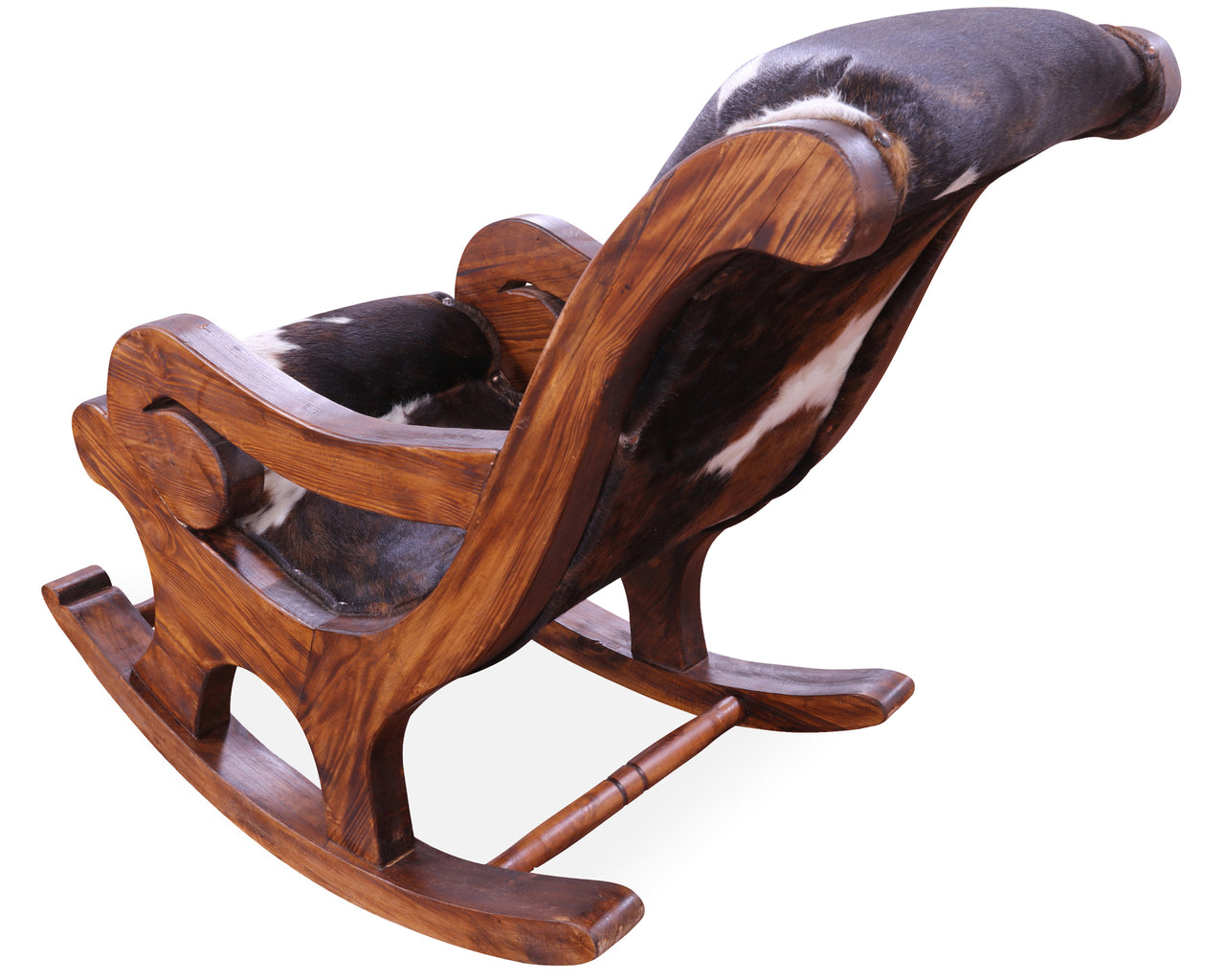 Hair-On Cowhide Wooden Handcrafted Rocking Chair