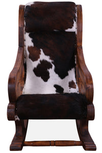Thumbnail for Hair-On Cowhide Wooden Handcrafted Rocking Chair
