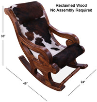 Thumbnail for Hair-On Cowhide Wooden Handcrafted Rocking Chair