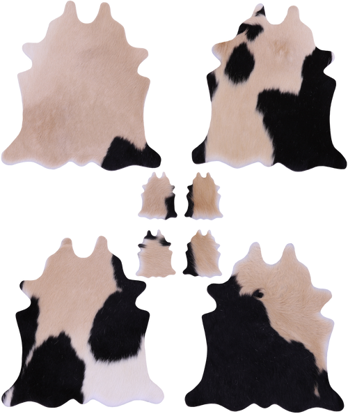 Tricolor Real Cowhide 4 Placemats With 4 Coasters - Set Of Four