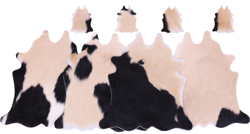 Tricolor Real Cowhide 4 Placemats With 4 Coasters - Set Of Four