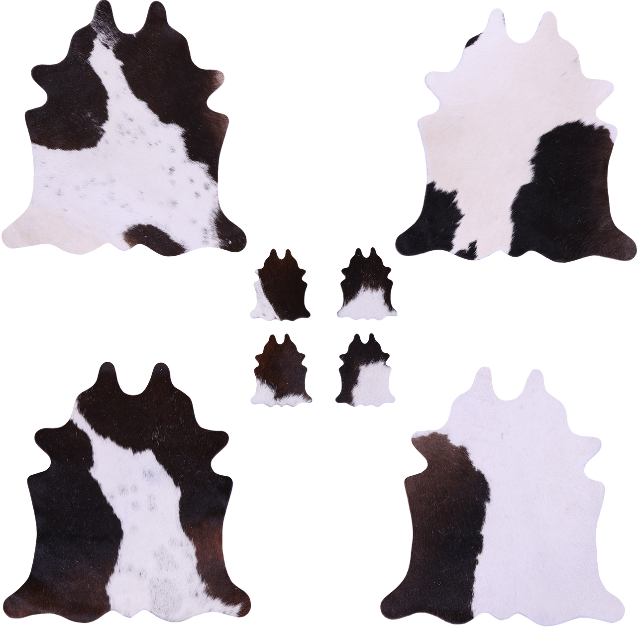 Tricolor Real Cowhide 4 Placemats With 4 Coasters - Set Of Four