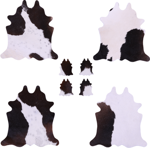 Tricolor Real Cowhide 4 Placemats With 4 Coasters - Set Of Four