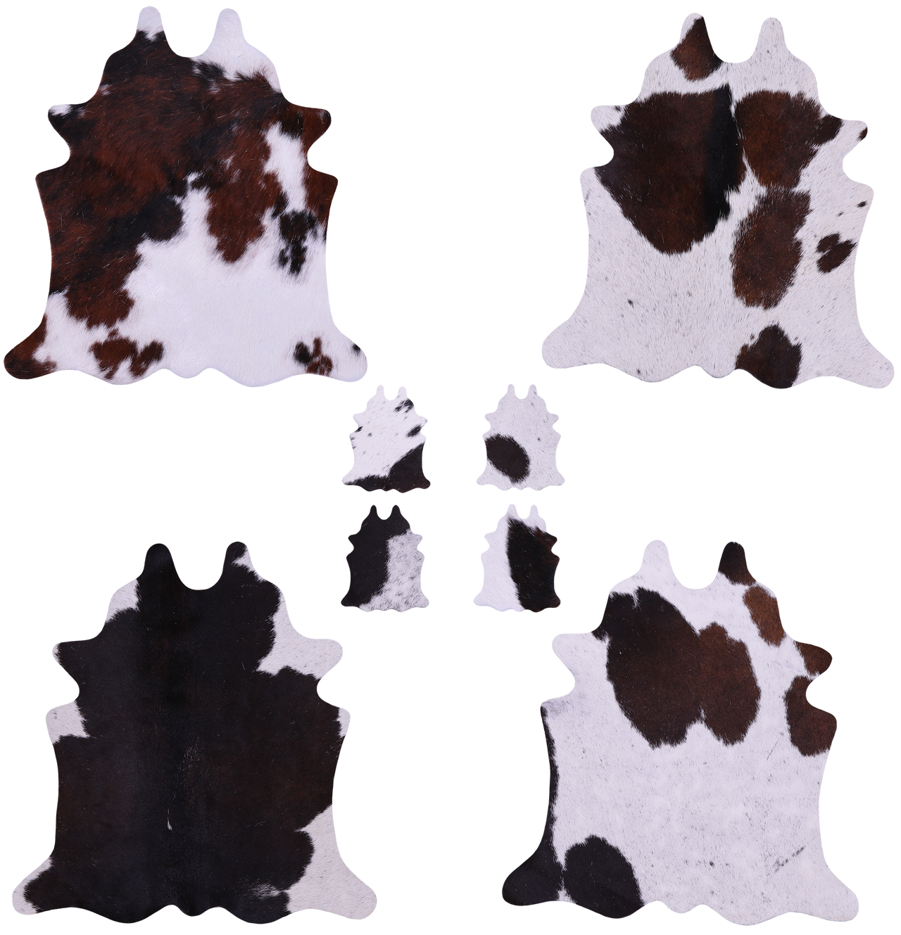 Tricolor Real Cowhide 4 Placemats With 4 Coasters - Set Of Four