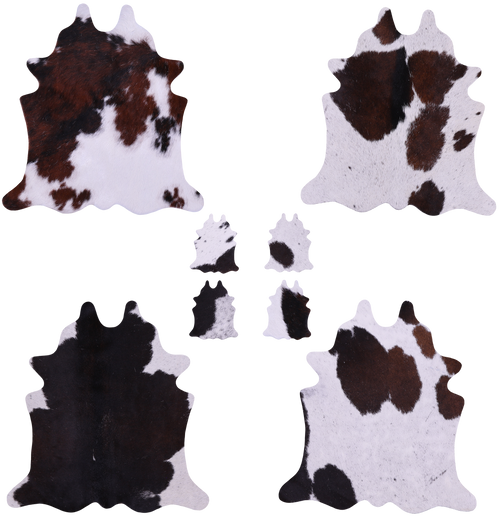 Tricolor Real Cowhide 4 Placemats With 4 Coasters - Set Of Four