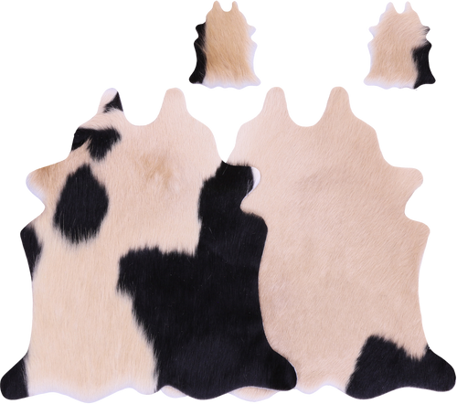 Tricolor Real Cowhide 2 Placemats With 2 Coasters - Set Of Two