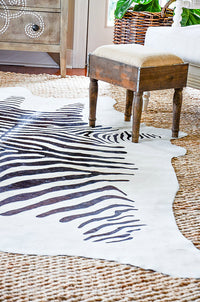 Thumbnail for Zebra Animal Print Natural Cowhide Rug