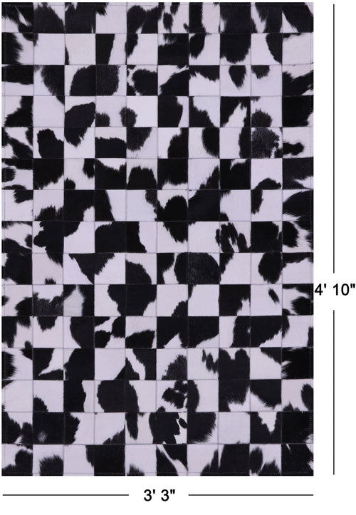 Black & White Patchwork Natural Cowhide Rug - 3' 3