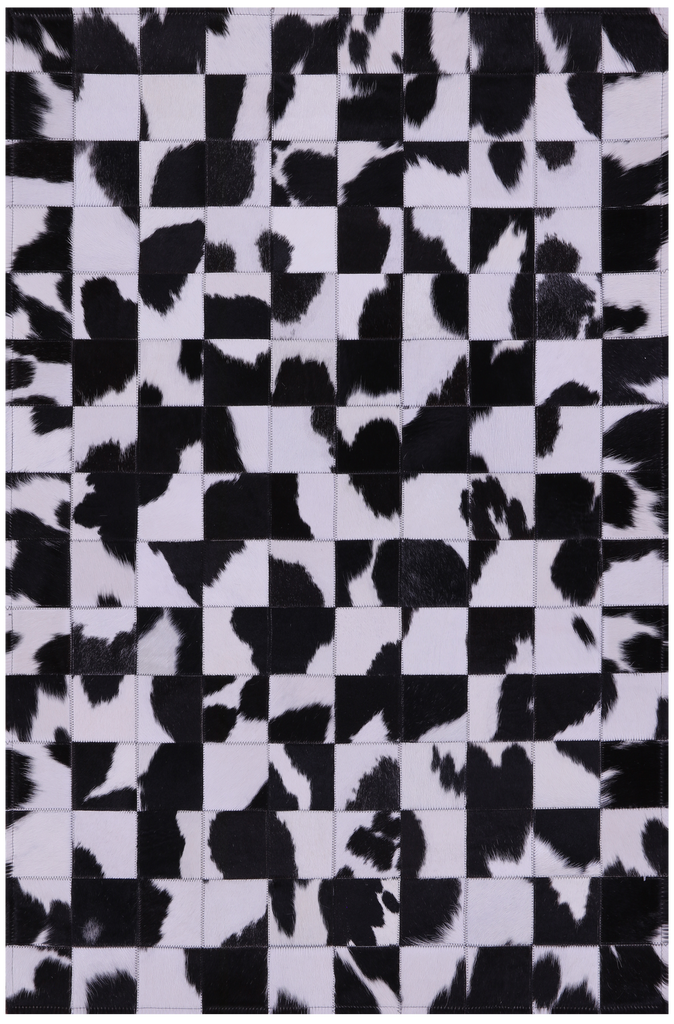 Black & White Patchwork Natural Cowhide Rug - 3' 3" x 4' 10"