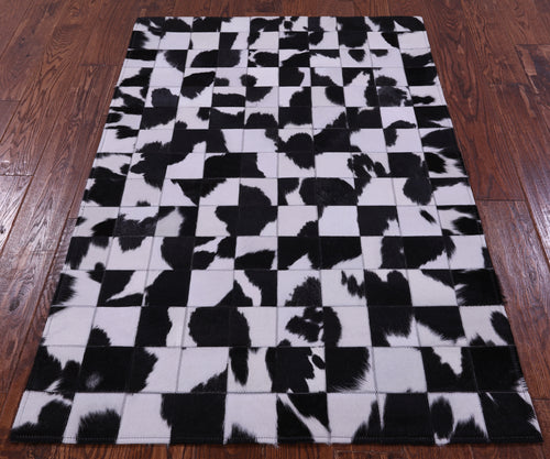 Black & White Patchwork Natural Cowhide Rug - 3' 3