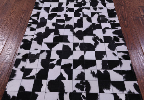 Black & White Patchwork Natural Cowhide Rug - 3' 3