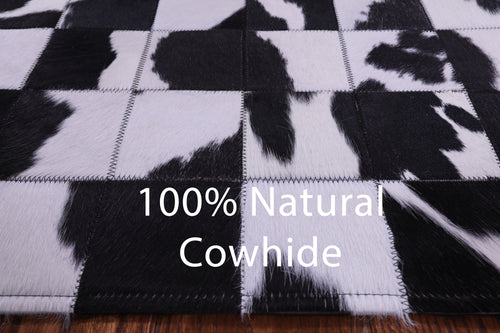 Black & White Patchwork Natural Cowhide Rug - 3' 3