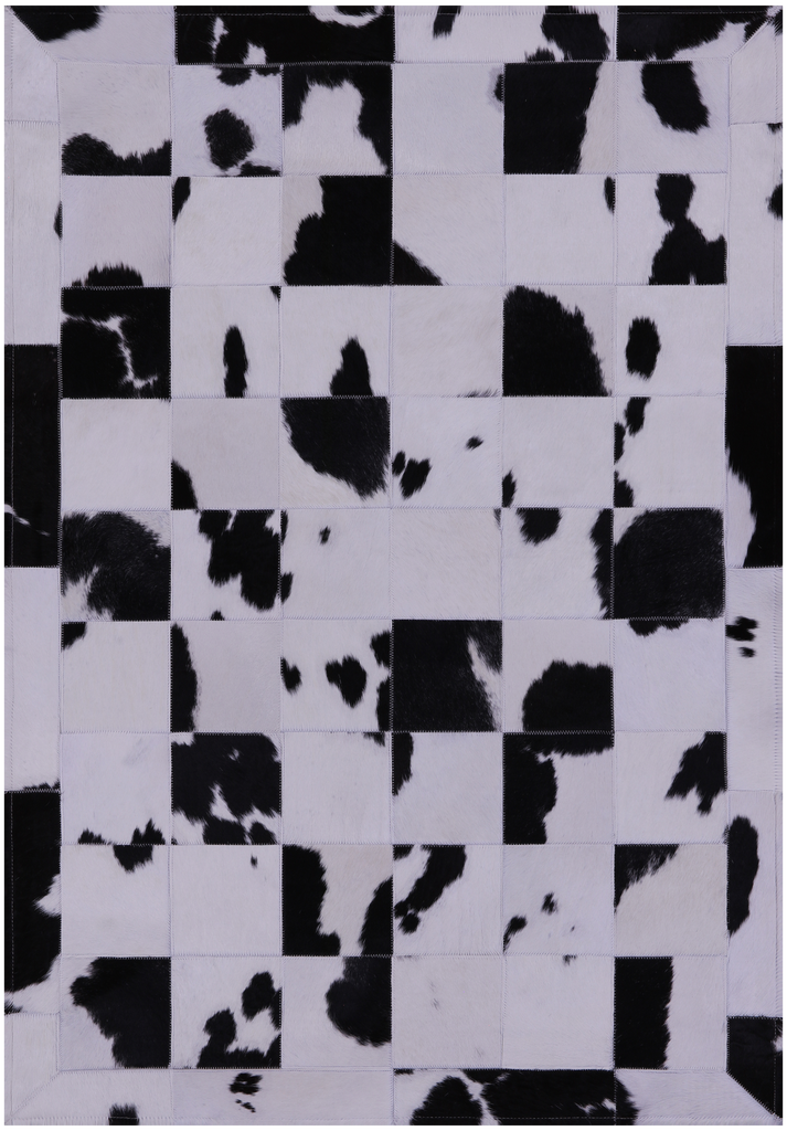Black & White Patchwork Natural Cowhide Rug - 3' 5" x 5' 0"
