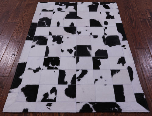 Black & White Patchwork Natural Cowhide Rug - 3' 5