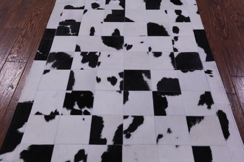 Black & White Patchwork Natural Cowhide Rug - 3' 5