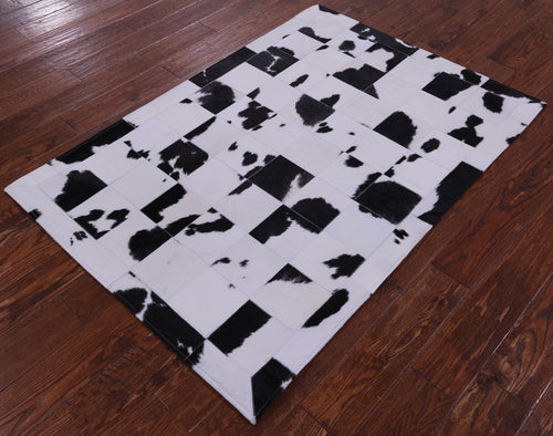 Black & White Patchwork Natural Cowhide Rug - 3' 5
