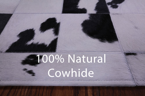 Black & White Patchwork Natural Cowhide Rug - 3' 5