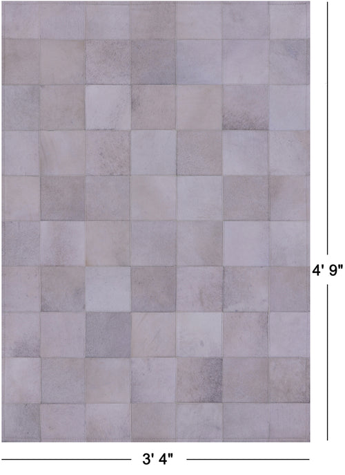 White Patchwork Natural Cowhide Rug - 3' 4