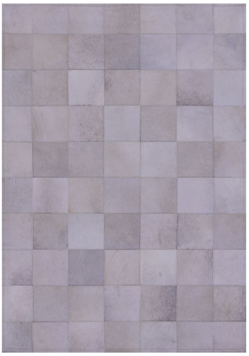 White Patchwork Natural Cowhide Rug - 3' 4