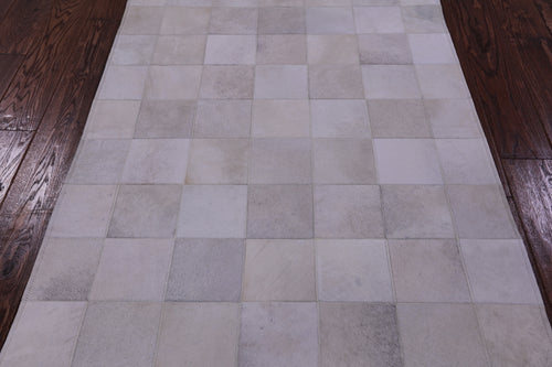 White Patchwork Natural Cowhide Rug - 3' 4