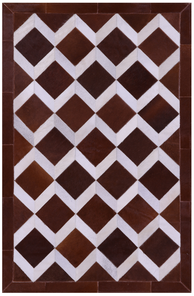 Brown & White Patchwork Natural Cowhide Rug - 3' 3" x 5' 0"