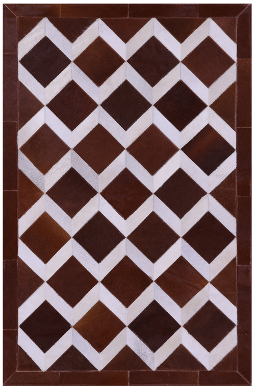 Brown & White Patchwork Natural Cowhide Rug - 3' 3