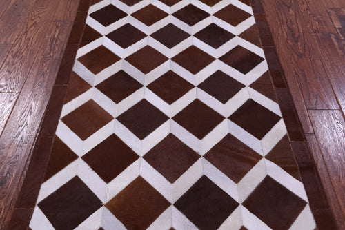 Brown & White Patchwork Natural Cowhide Rug - 3' 3