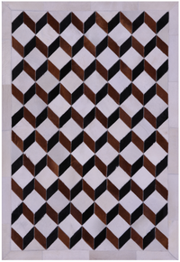 Thumbnail for Brown & White Patchwork Black Natural Cowhide Rug - 3' 5
