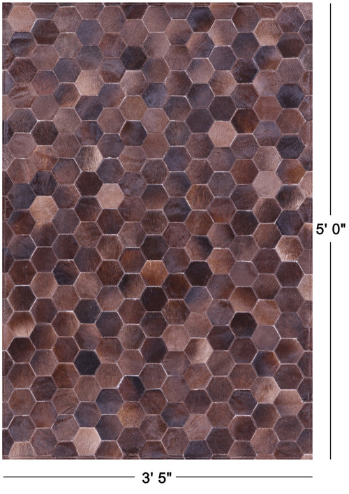 Brown Patchwork Natural Cowhide Rug - 3' 5