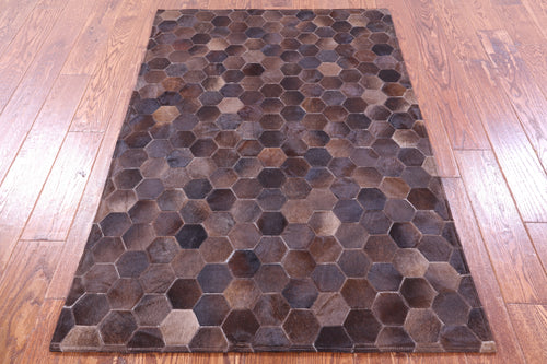 Brown Patchwork Natural Cowhide Rug - 3' 5