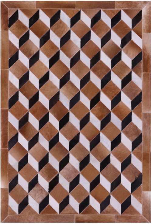 Brown & White Patchwork Black Natural Cowhide Rug - 3' 5