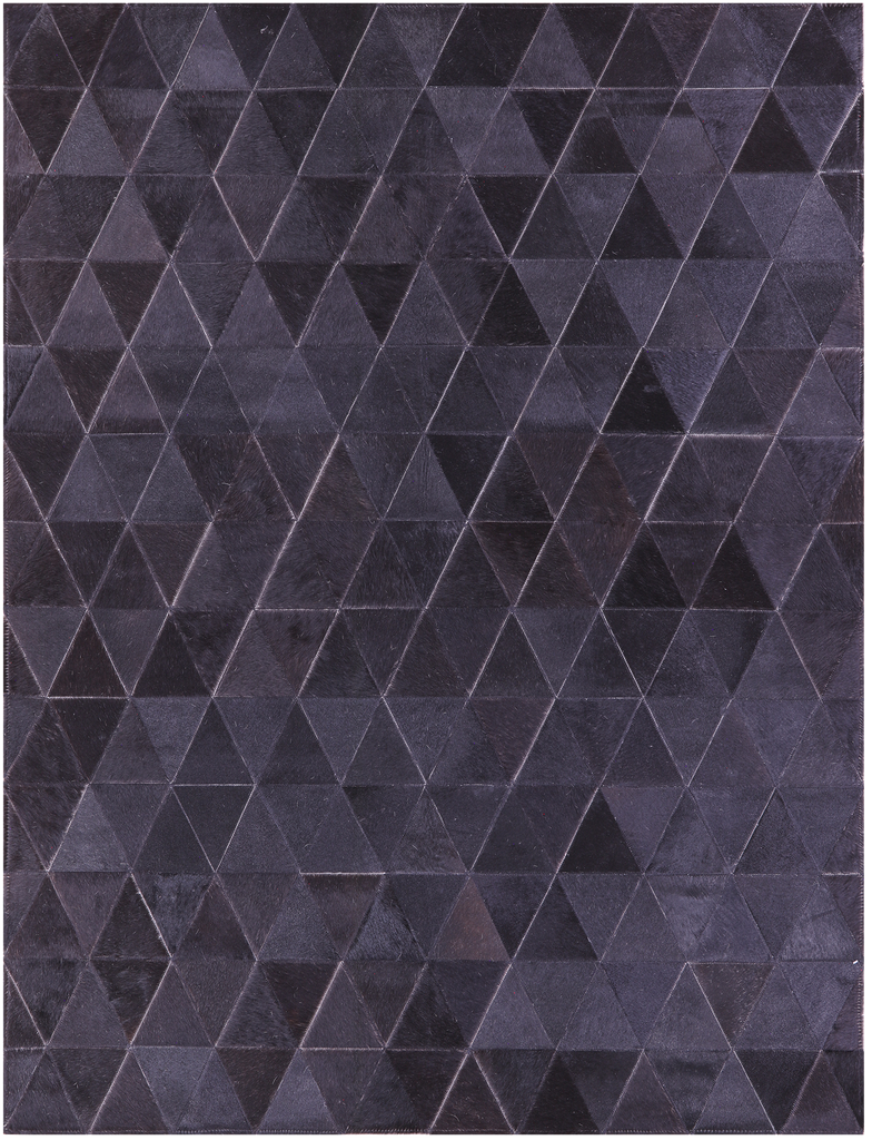 Black Patchwork Natural Cowhide Rug - 5' 0" x 6' 6"