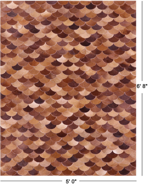 Brown Patchwork Natural Cowhide Rug - 5' 0