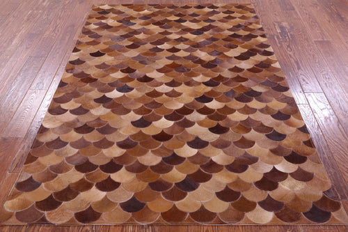Brown Patchwork Natural Cowhide Rug - 5' 0