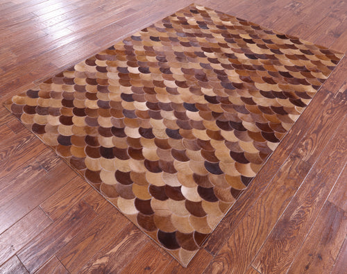 Brown Patchwork Natural Cowhide Rug - 5' 0